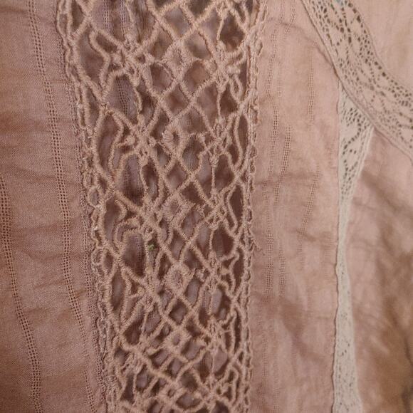 Free People FP Size Extra Small XS Purple Plum Lace Crochet Boho Top Blouse - Picture 8 of 9